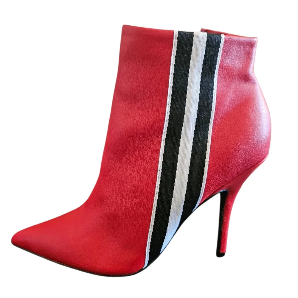 Steve Madden Women's Knock Red Leather Stiletto Ankle Bootie Size 8